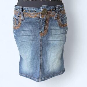 Y2K Studded Denim Skirt‎ xoxo